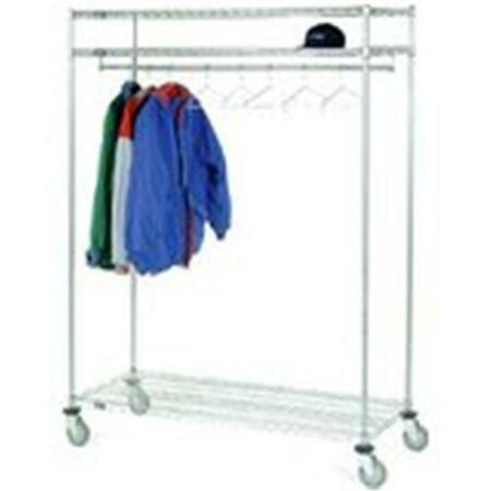 NEXEL Three Shelf Garment Floor Rack- Chrome - 24 X 60 X 63 In. G3S60C